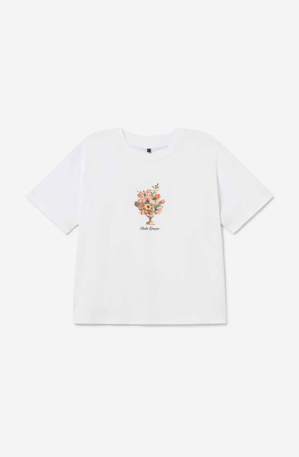 T-shirt Cropped Bouquet Organic Cotton White