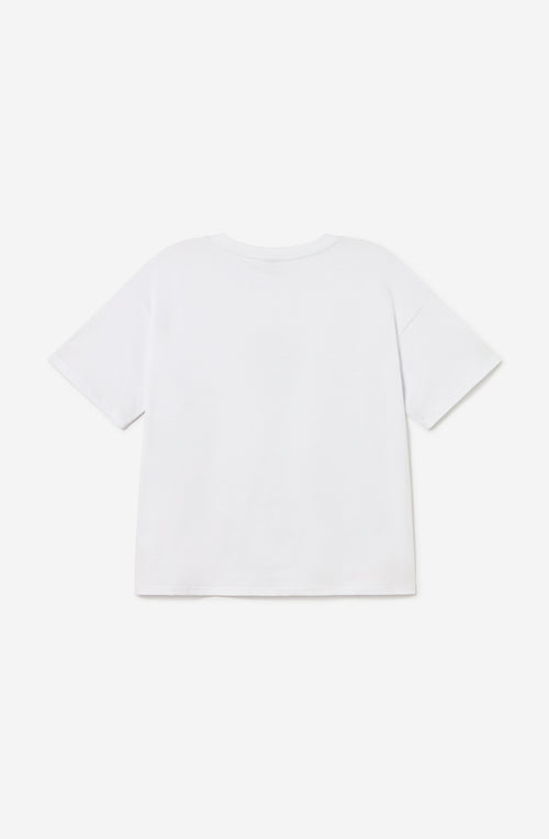 T-shirt Cropped Bouquet Organic Cotton White