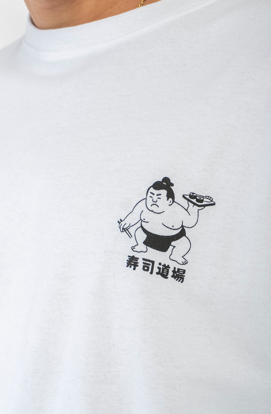 Camiseta Noodle Temple White unisex de manga larga con ilustración japonesa y estampado gráfico en espalda y mangas