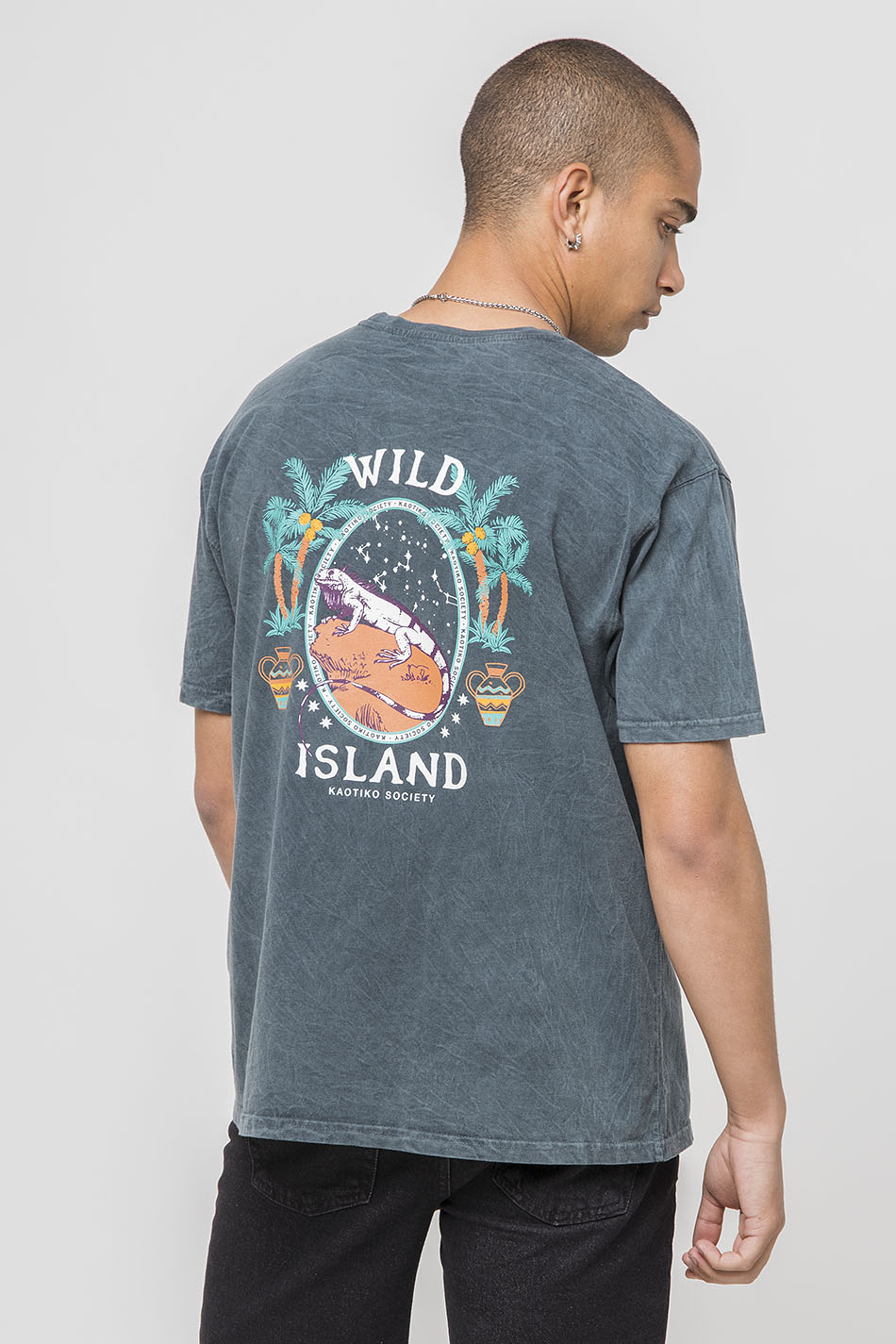 T-shirt vert délavé Wild Island
