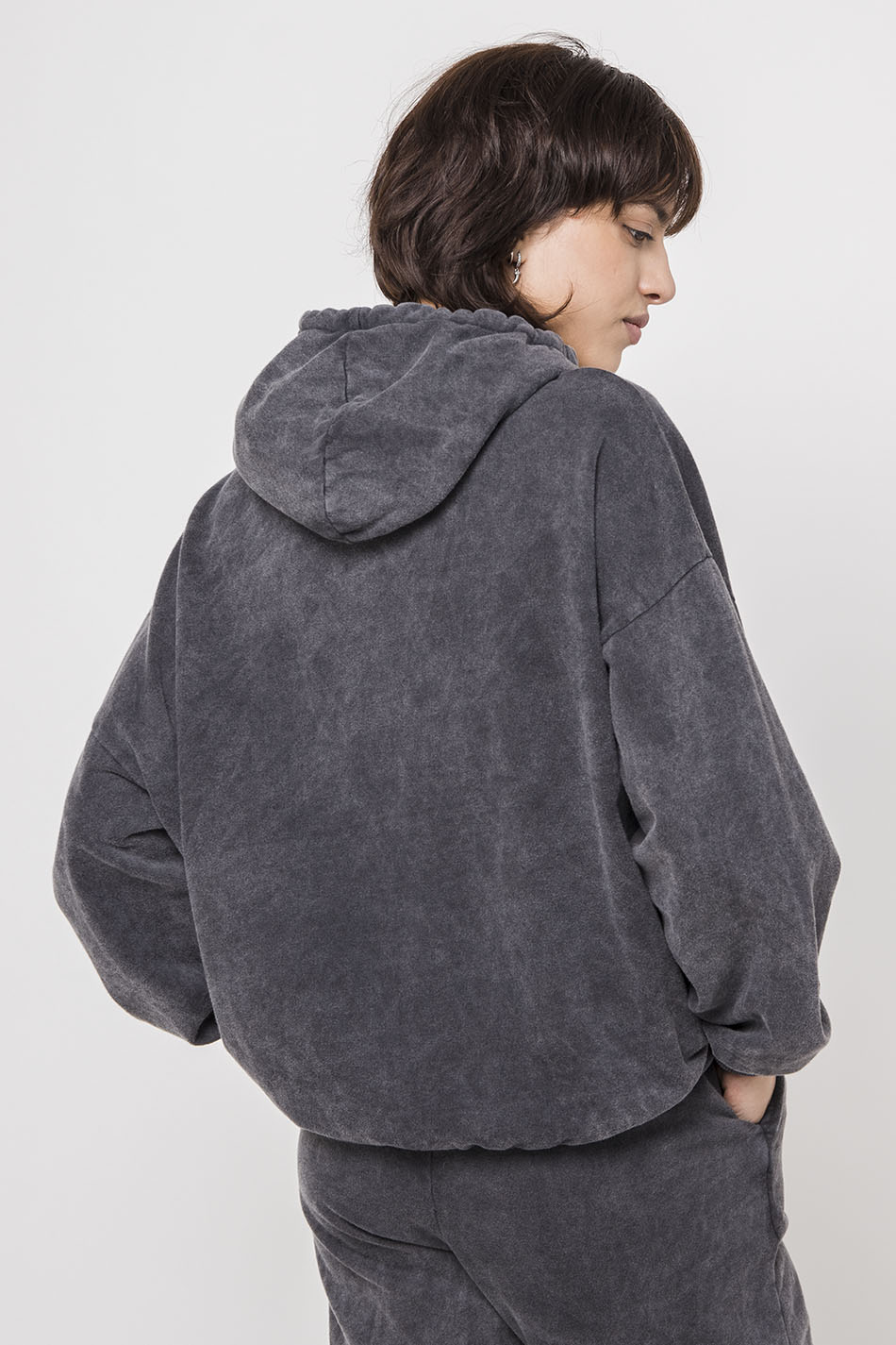Sudadera Capucha Black Washed