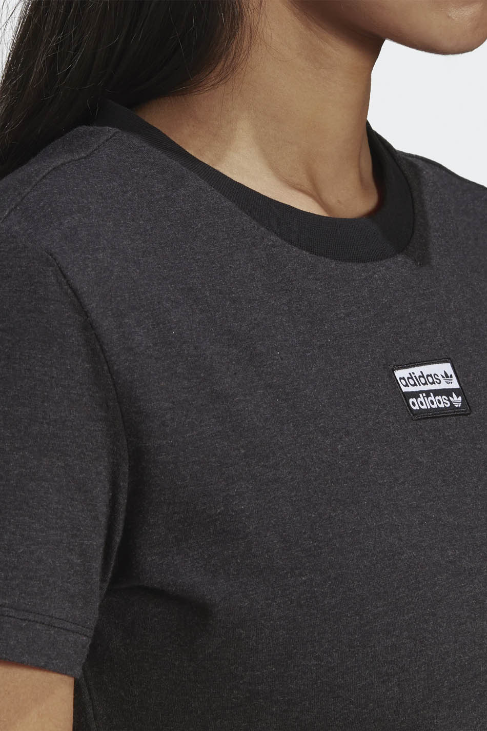 T-shirt Adidas recadrée Noir Melange