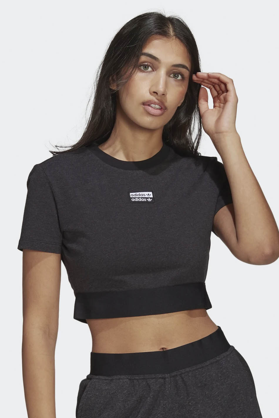 T-shirt Adidas recadrée Noir Melange