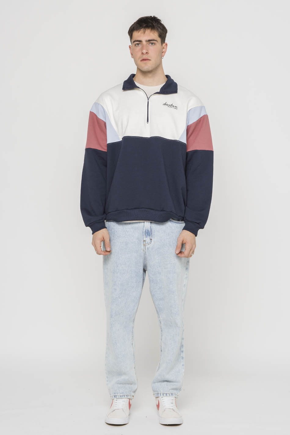 Sweat-shirt Colin Marine/Baby Blue/ Grenat
