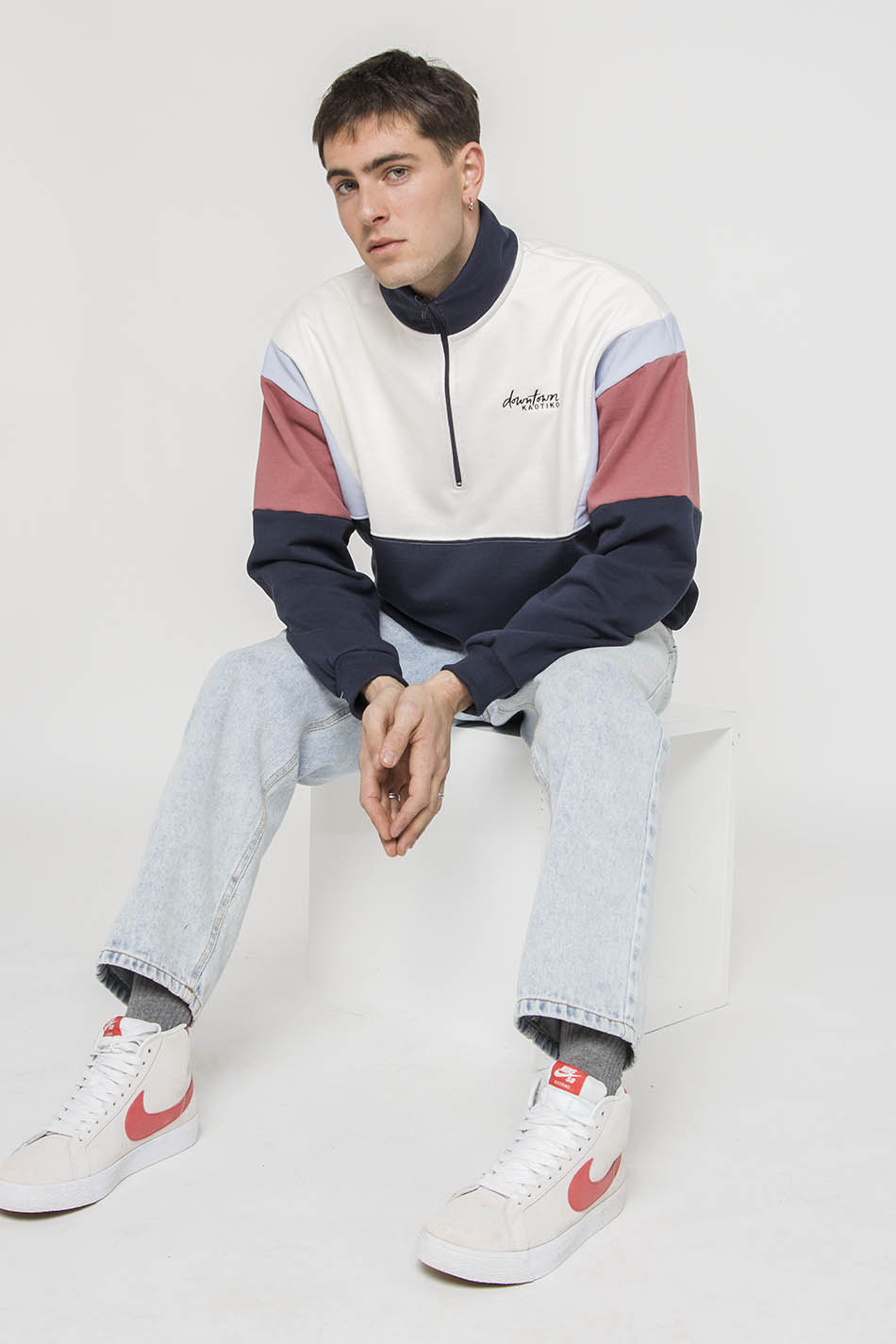 Sweat-shirt Colin Marine/Baby Blue/ Grenat