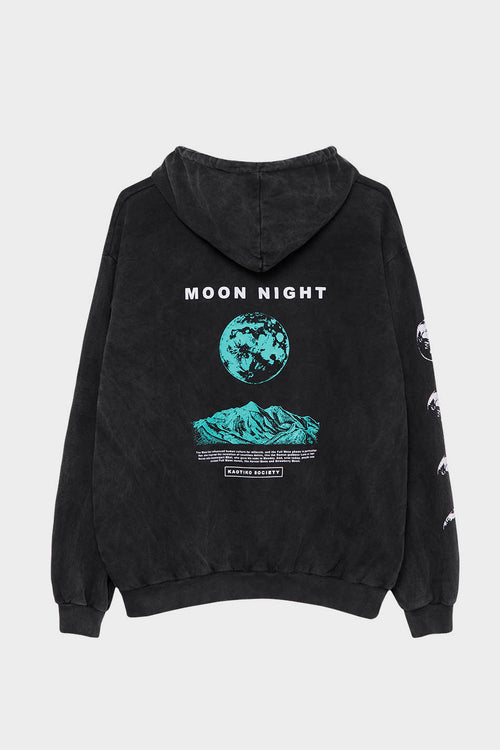 Sweatshirt délavé Moon Night Noir