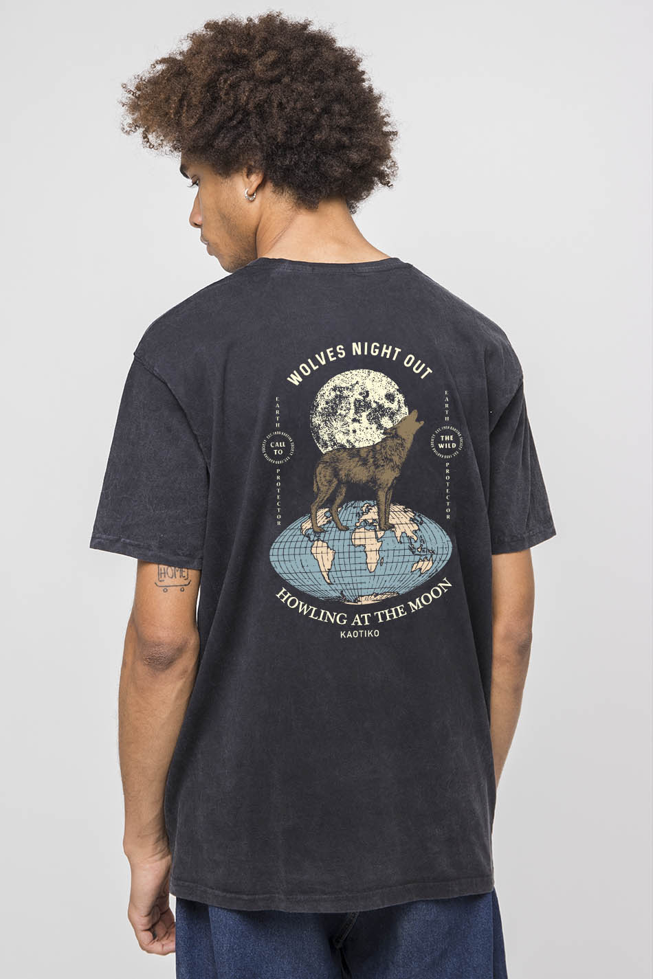 T-shirt Washed Howling Wolves