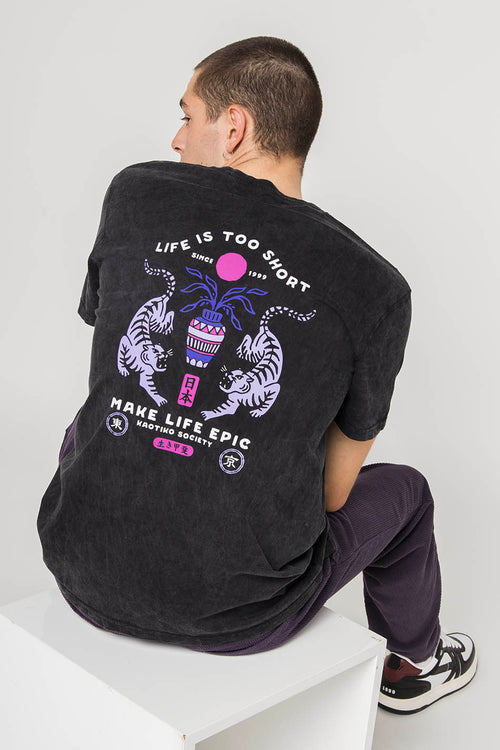 T-shirt délavé Make Life Epic