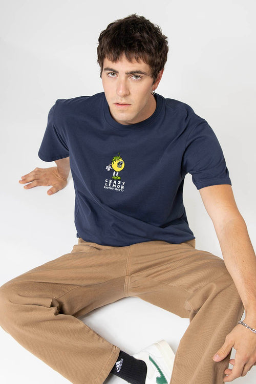 Crazy Lemon T-Shirt Marineblau